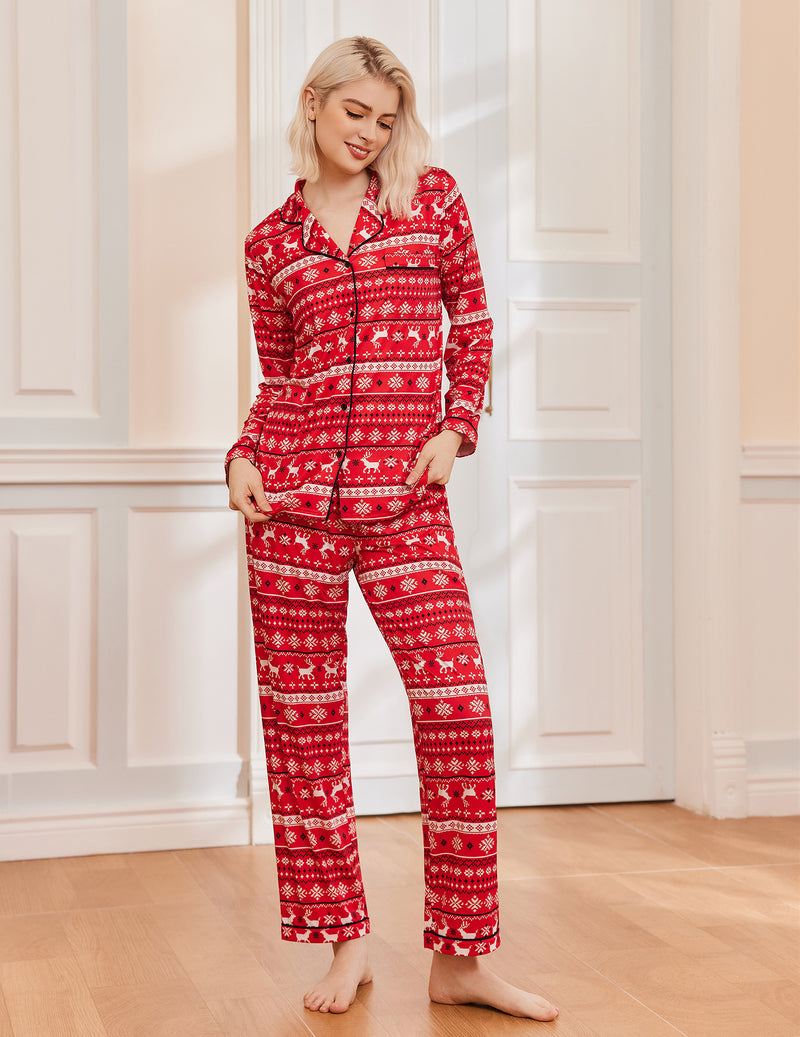 Christmas Pajamas Long Sleeve Pjs Comfy Lounge Set