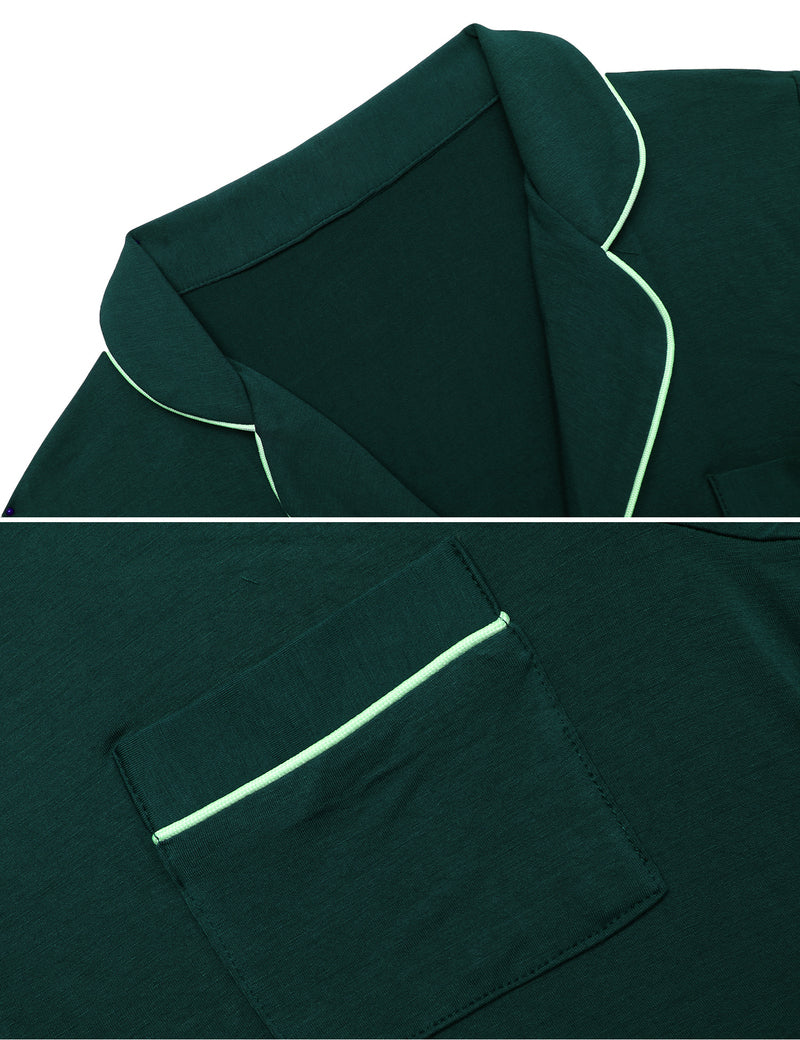 Teddy Notch Collar Soft Sleepwear Pjs Sets