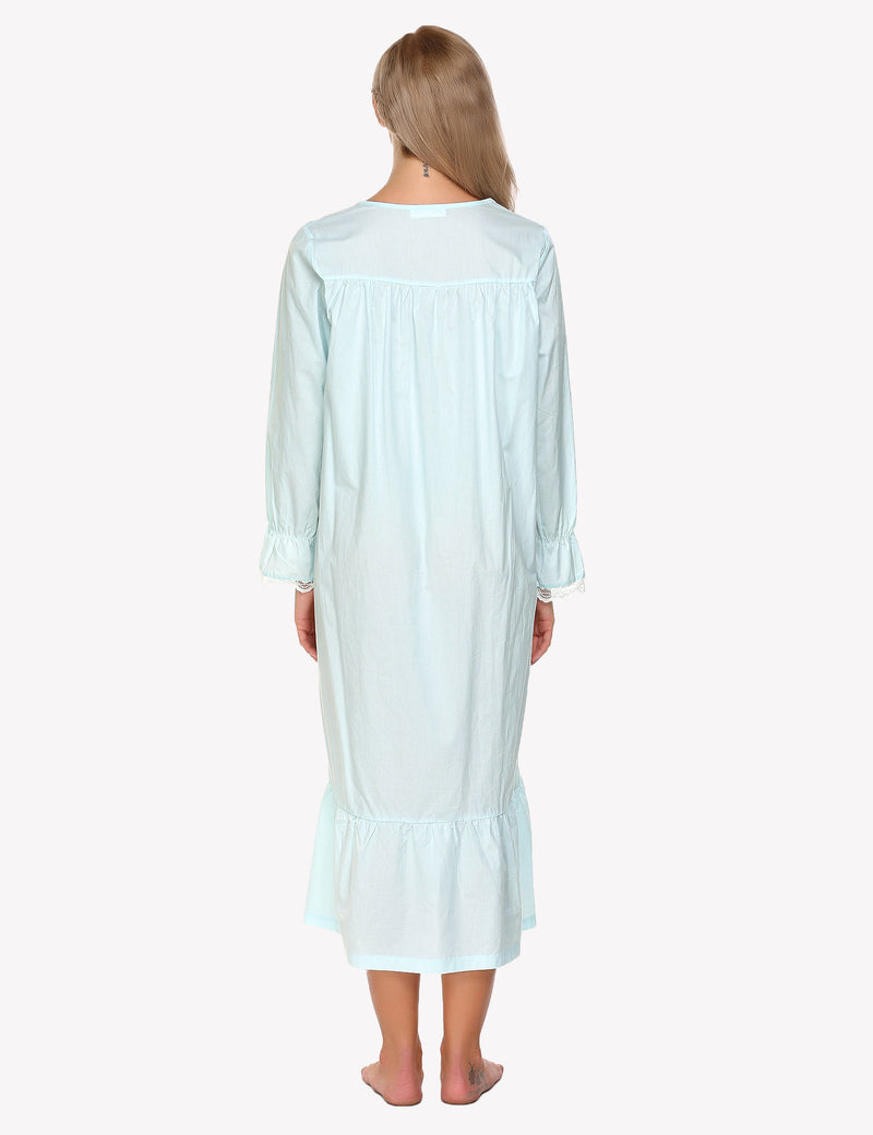 Ekouaer Victorian Lace Trim Nightdress (US Only)