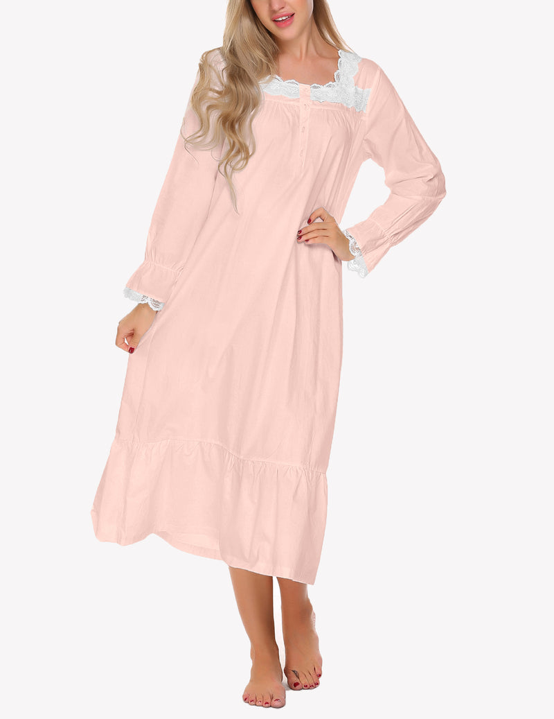 Ekouaer Victorian Lace Trim Nightdress (US Only)