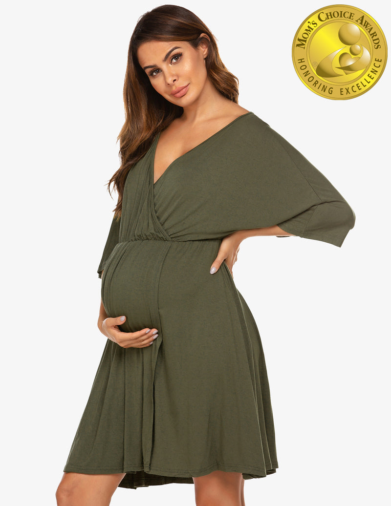 Ekouaer Maternity Nursing Nightgown | 3-in-1 Labor & Delivery Gown Army Green / M Ekouaer Maternity Nursing Nightgown | 3-in-1 Labor & Delivery Gown Army Green / M