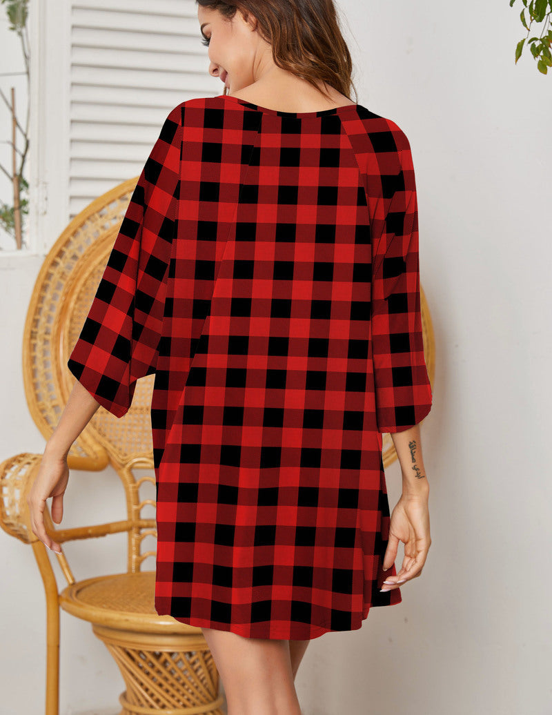 Deep V Neck Batwing Nightshirt Oversized Sleepwear