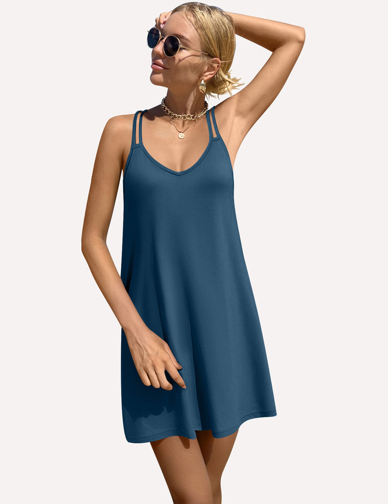 Ekouaer Women's V Neck Sleeveless Nightgown