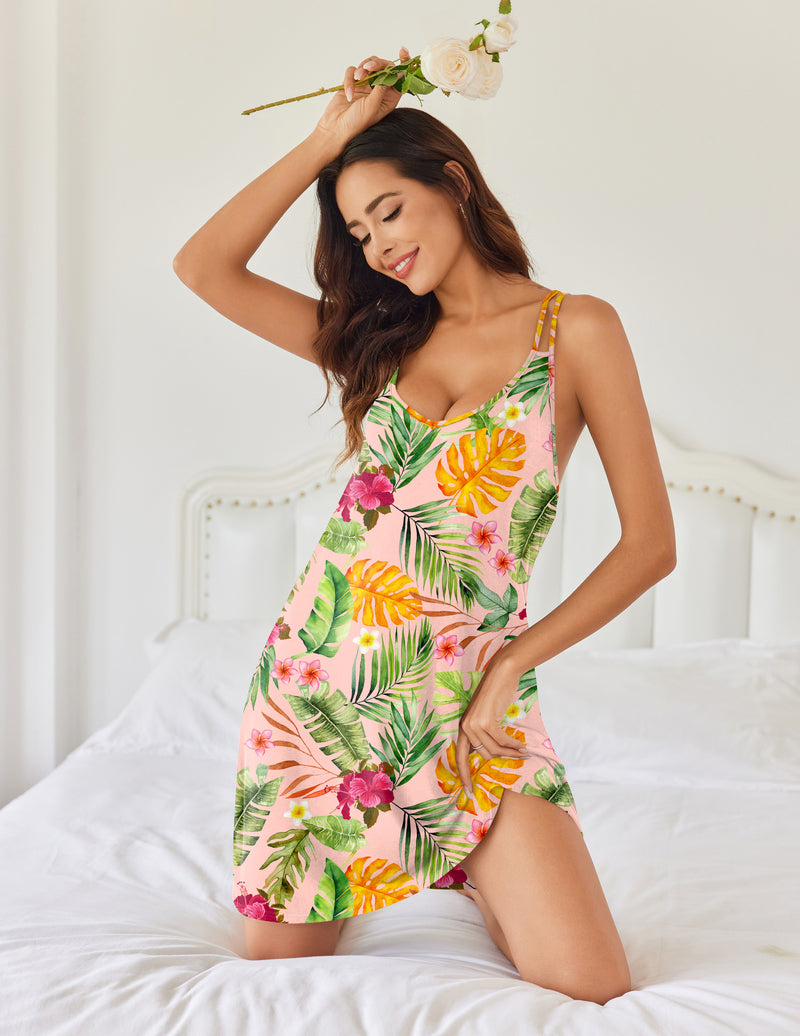 Ekouaer Women's V Neck Sleeveless Nightgown