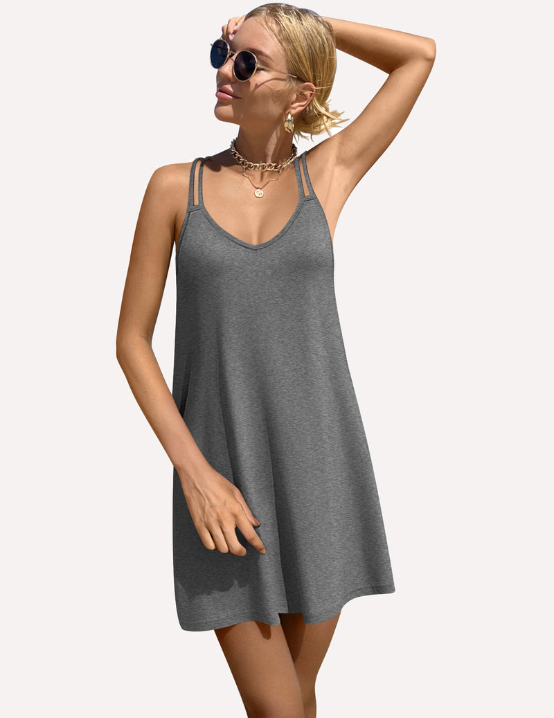 Ekouaer Women's V Neck Sleeveless Nightgown