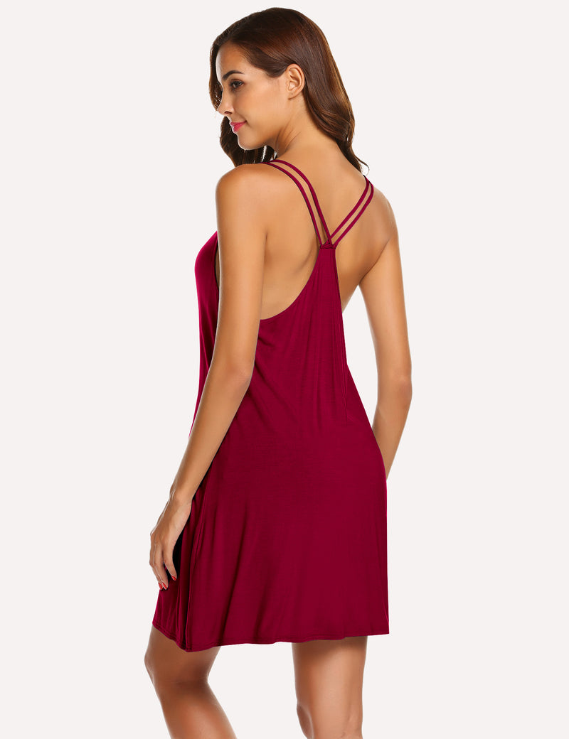 Ekouaer Women's V Neck Sleeveless Nightgown