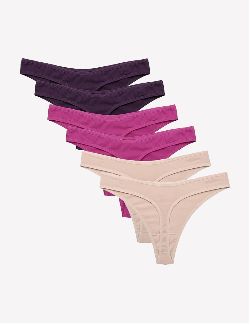 6-Pack Seamless Low Waist Cotton G-String Thong Underwear
