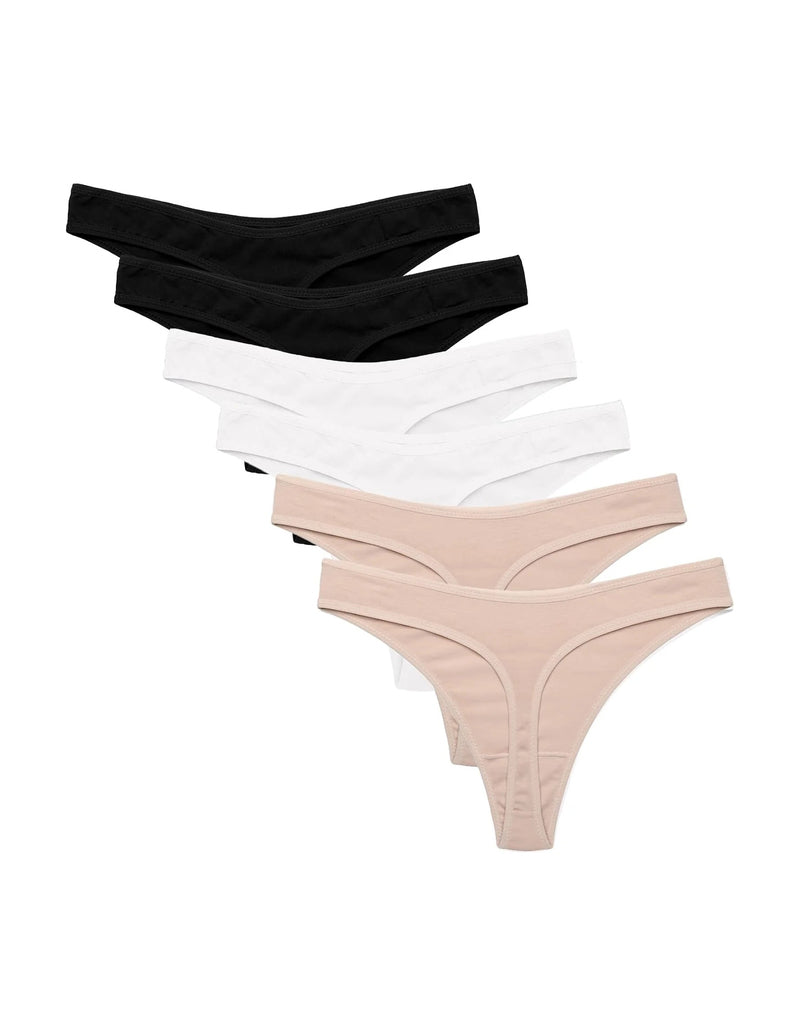 6-Pack Seamless Low Waist Cotton G-String Thong Underwear