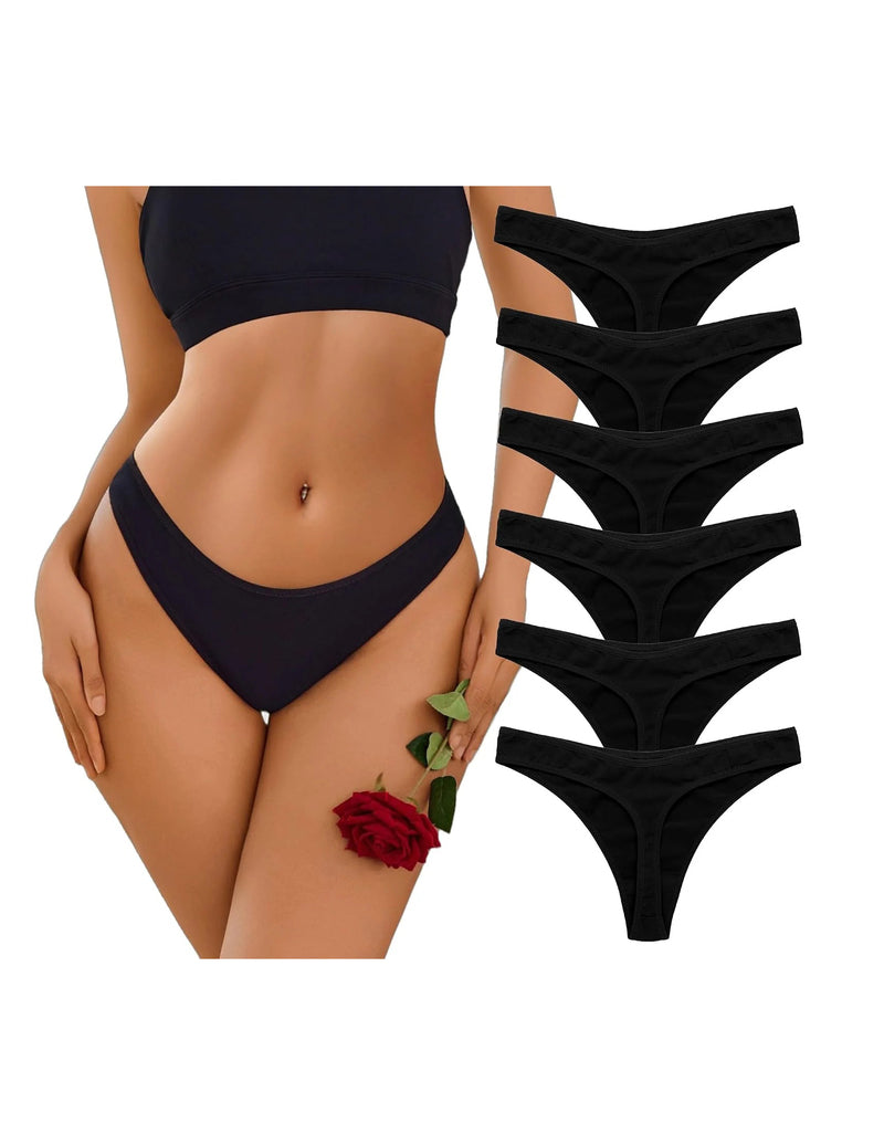 6-Pack Seamless Low Waist Cotton G-String Thong Underwear