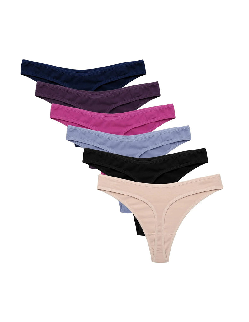 6-Pack Seamless Low Waist Cotton G-String Thong Underwear