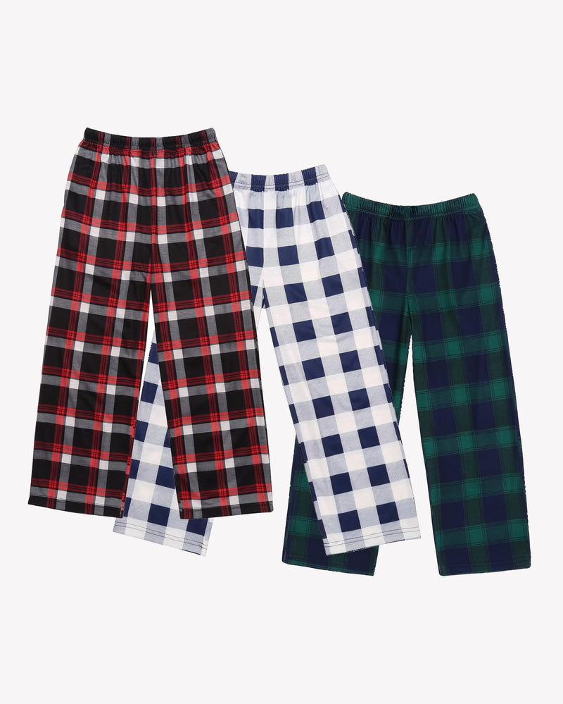 Ekouaer Boys 3 Pack Plaid Lounge Pants with 2 Pockets