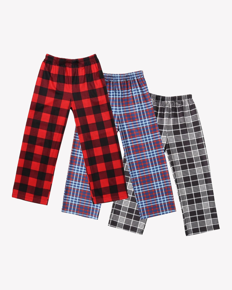 Ekouaer Boys 3 Pack Plaid Lounge Pants with 2 Pockets