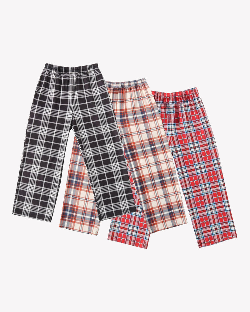 Ekouaer Boys 3 Pack Plaid Lounge Pants with 2 Pockets