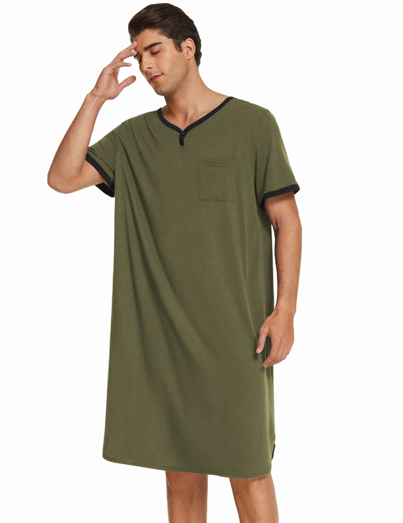Ekouaer Men's Big & Tall Short Sleeve Henley Sleep Shirt
