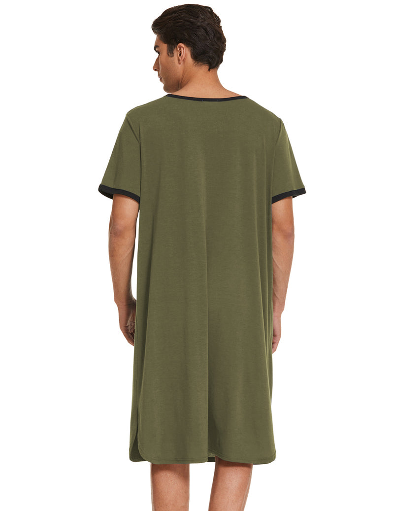 Ekouaer Men's Big & Tall Short Sleeve Henley Sleep Shirt