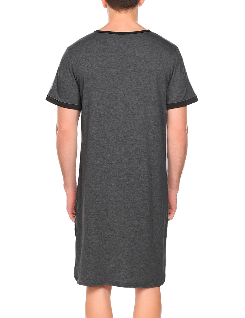 Ekouaer Men's Big & Tall Short Sleeve Henley Sleep Shirt