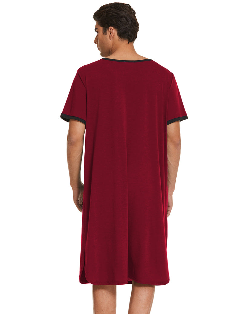 Ekouaer Men's Big & Tall Short Sleeve Henley Sleep Shirt