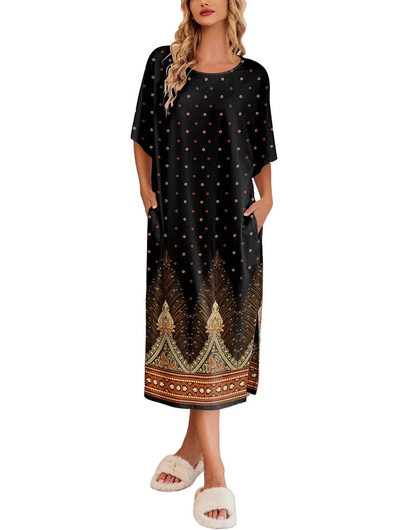 Ekouaer Oversized Split Hem Nightdress (US Only)
