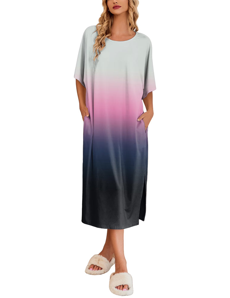 Ekouaer Oversized Split Hem Nightdress (US Only)