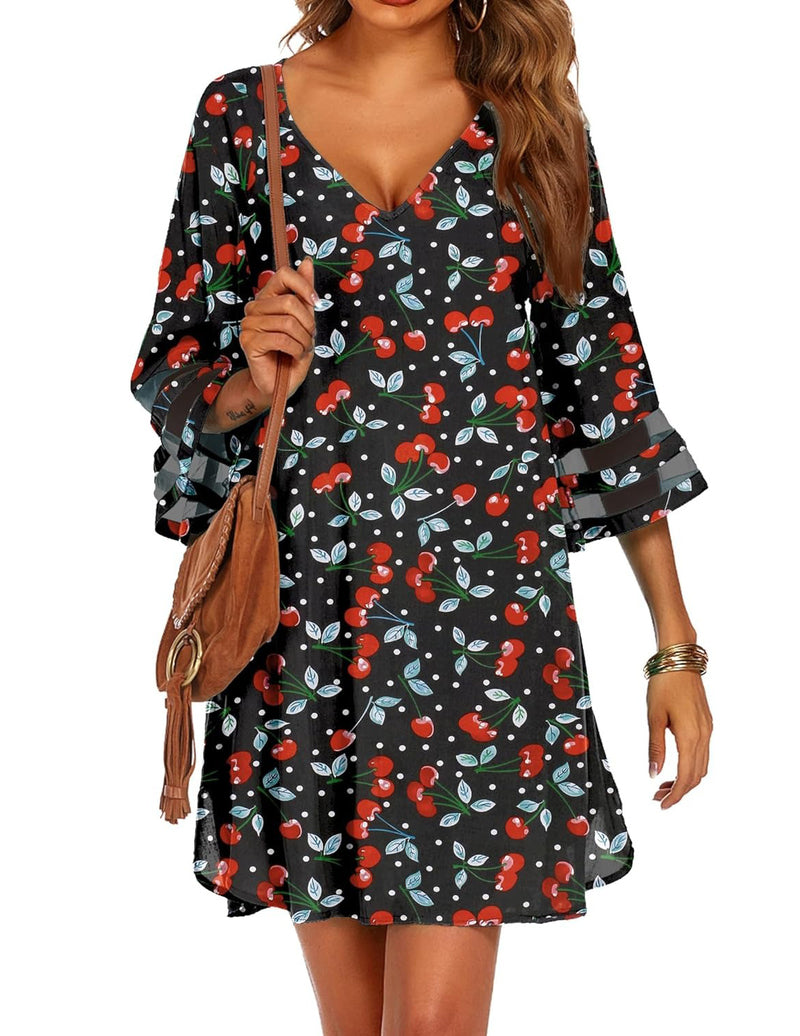 Swimsuit Cover Up 3/4 Bell Sleeve Beachwear