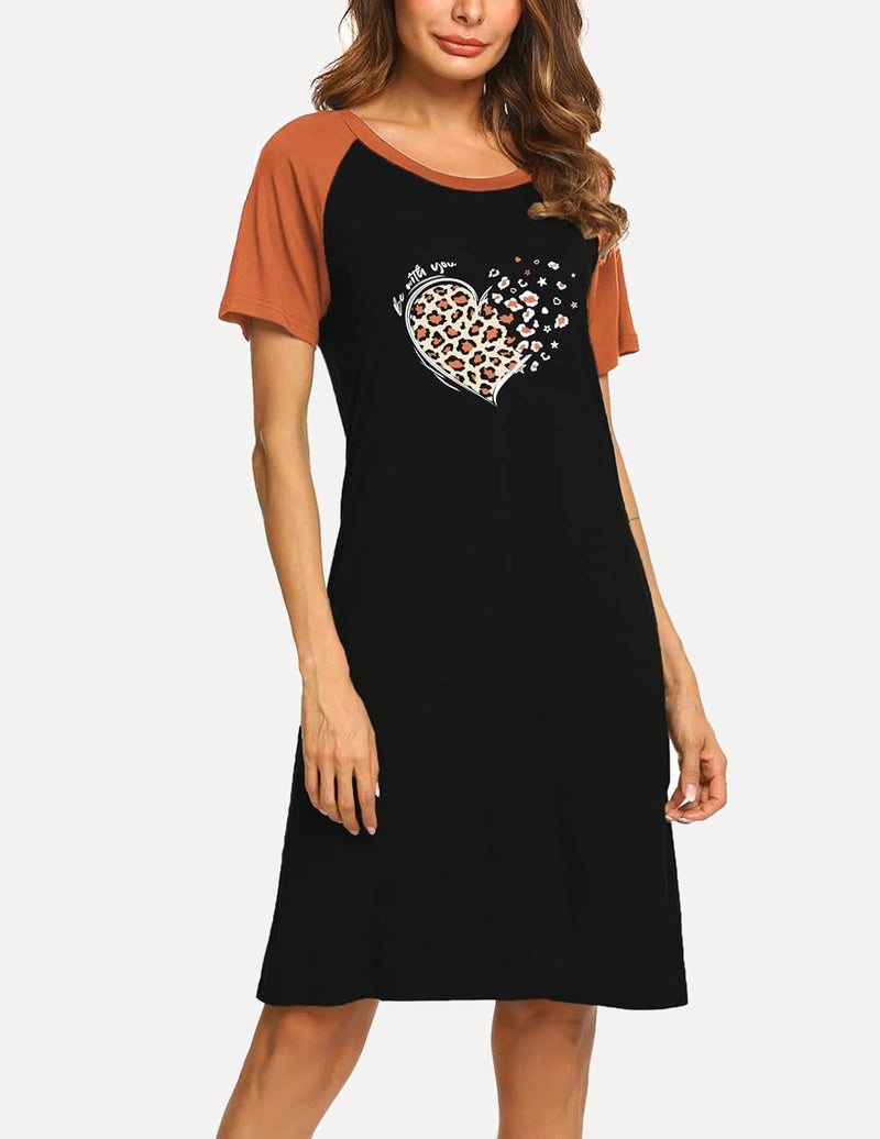 Teddy Short Sleeve Night Dress Printed Sleepwear