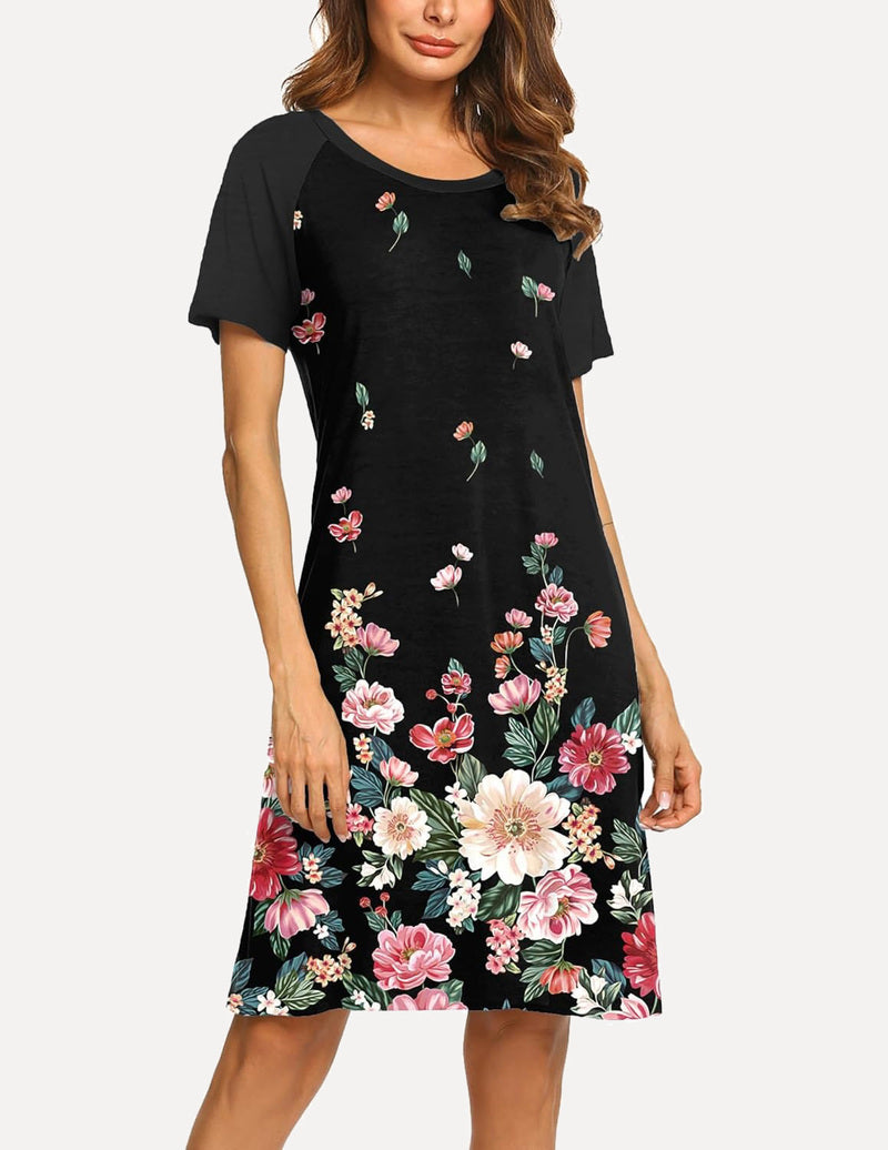 Teddy Short Sleeve Night Dress Printed Sleepwear