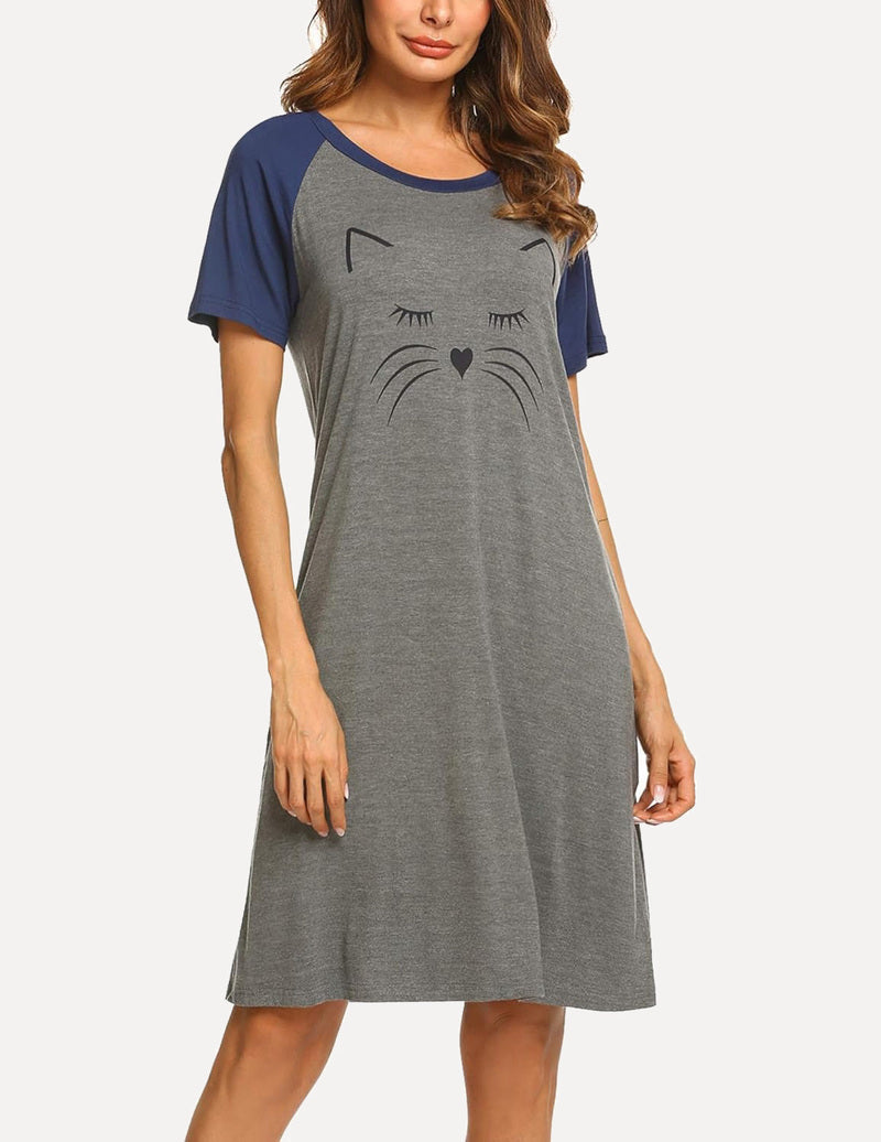 Teddy Short Sleeve Night Dress Printed Sleepwear
