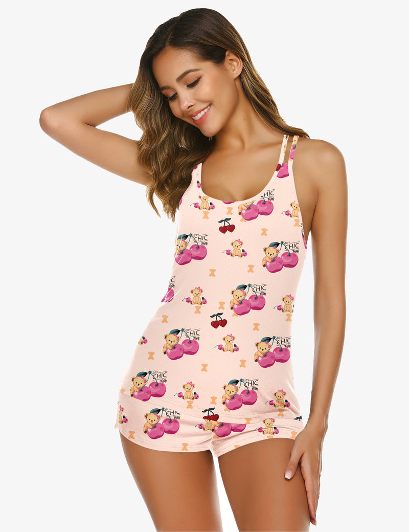 Ekouaer Teddy Cami Tops Shorts Pajama Set (US Only)