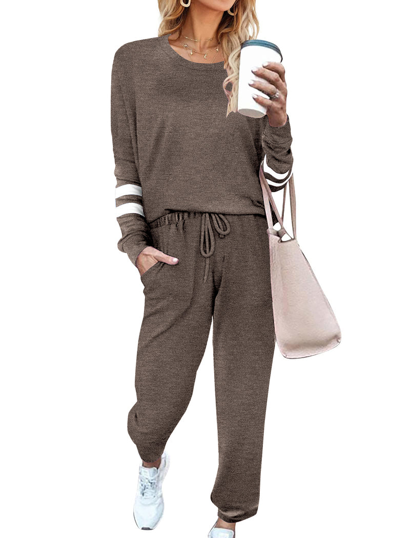 Print Tracksuit Long Sleeve Pajamas Set with Pockets