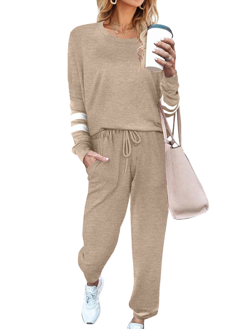 Print Tracksuit Long Sleeve Pajamas Set with Pockets