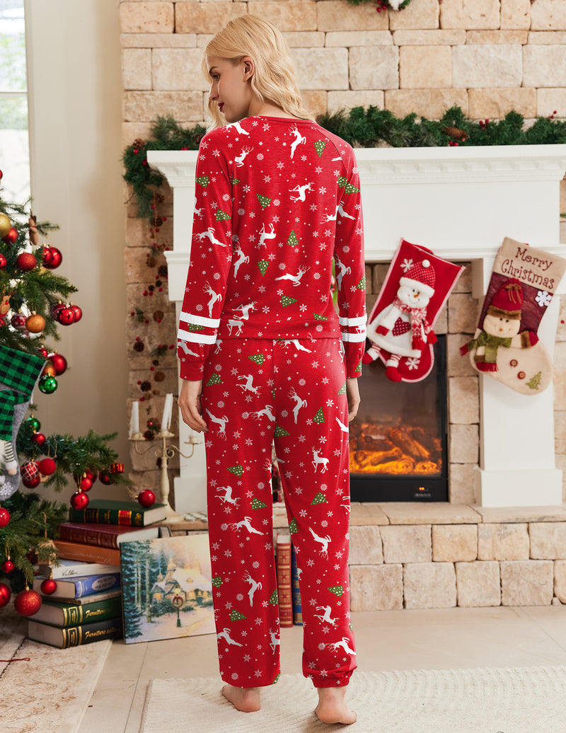 Print Tracksuit Long Sleeve Pajamas Set with Pockets