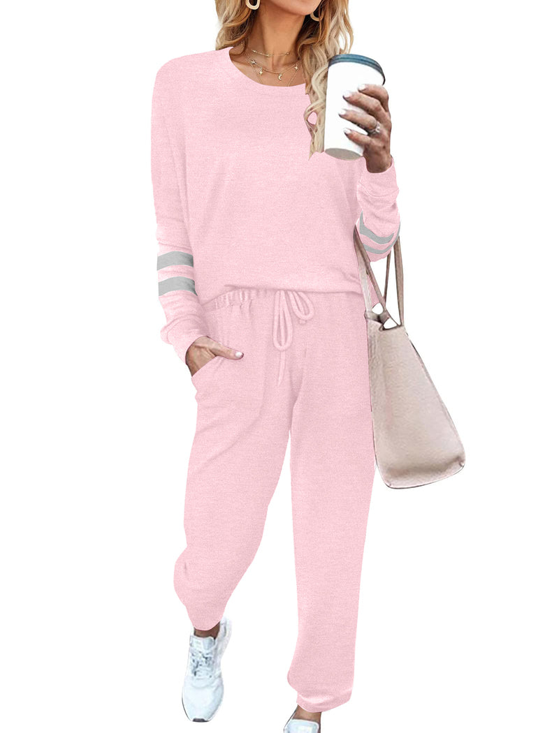 Solid Pajamas Set with Pockets 2 Piece Outfits Lounge Sets