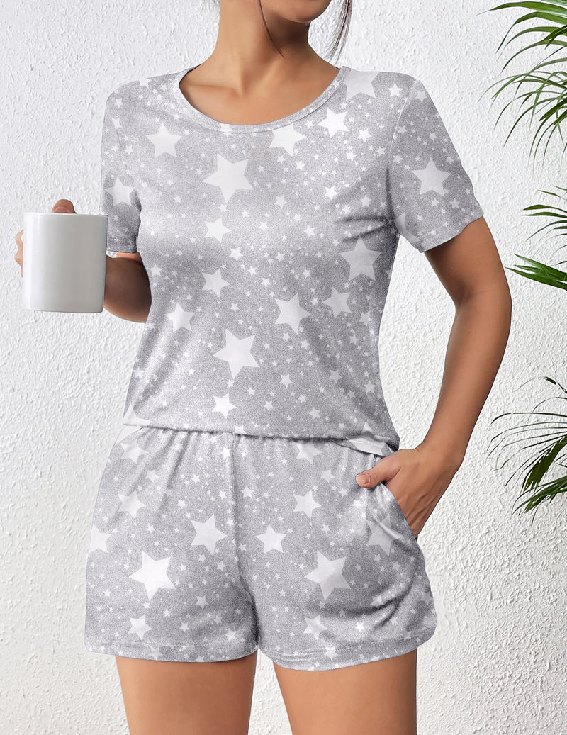 Pajama Sets Short Sleeve Pjs 2 Piece Top and Shorts