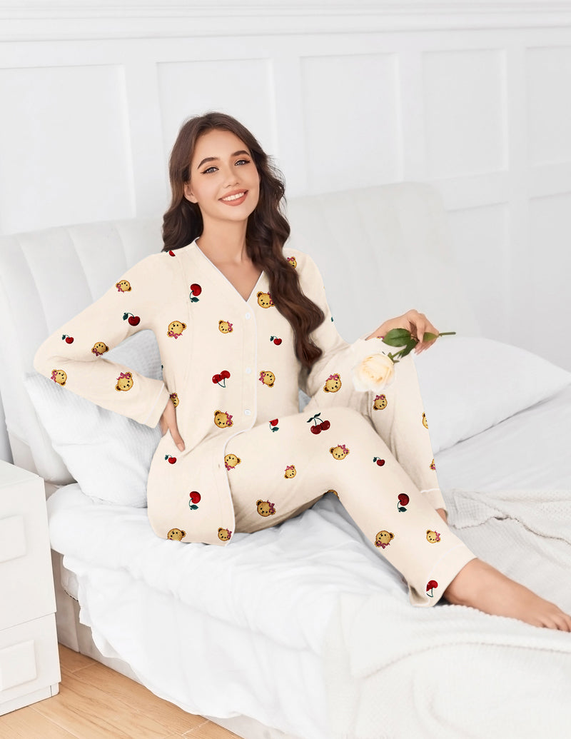 Maternity Pajama Set Button Down Nursing Pajamas