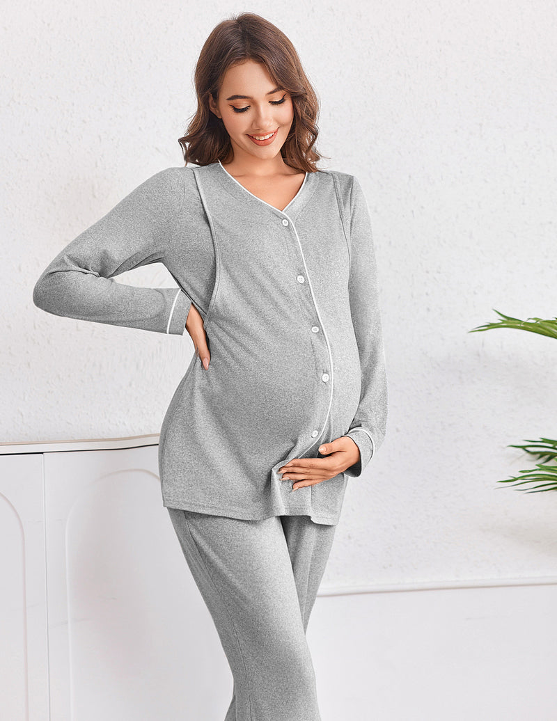 Maternity Pajama Set Button Down Nursing Pajamas