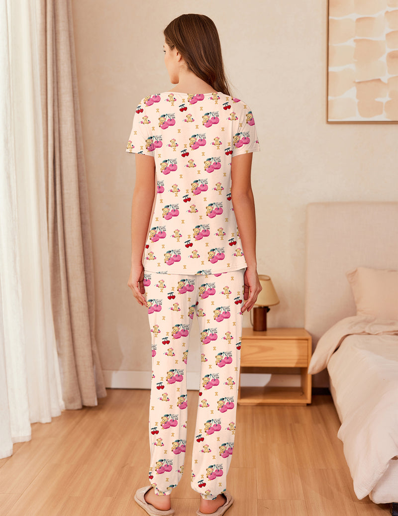 Ekouaer Teddy Pajama Sets Short Sleeve Lounge Sets