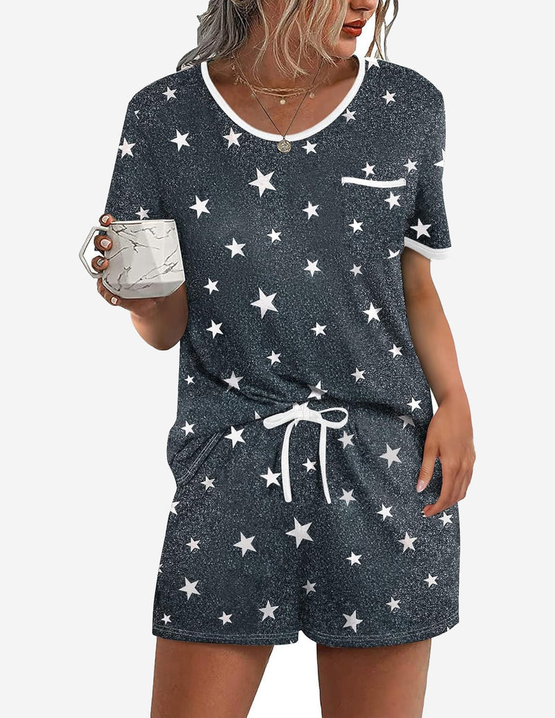 Ekouaer Teddy Print Pajama Set 2 Piece Lounge Set