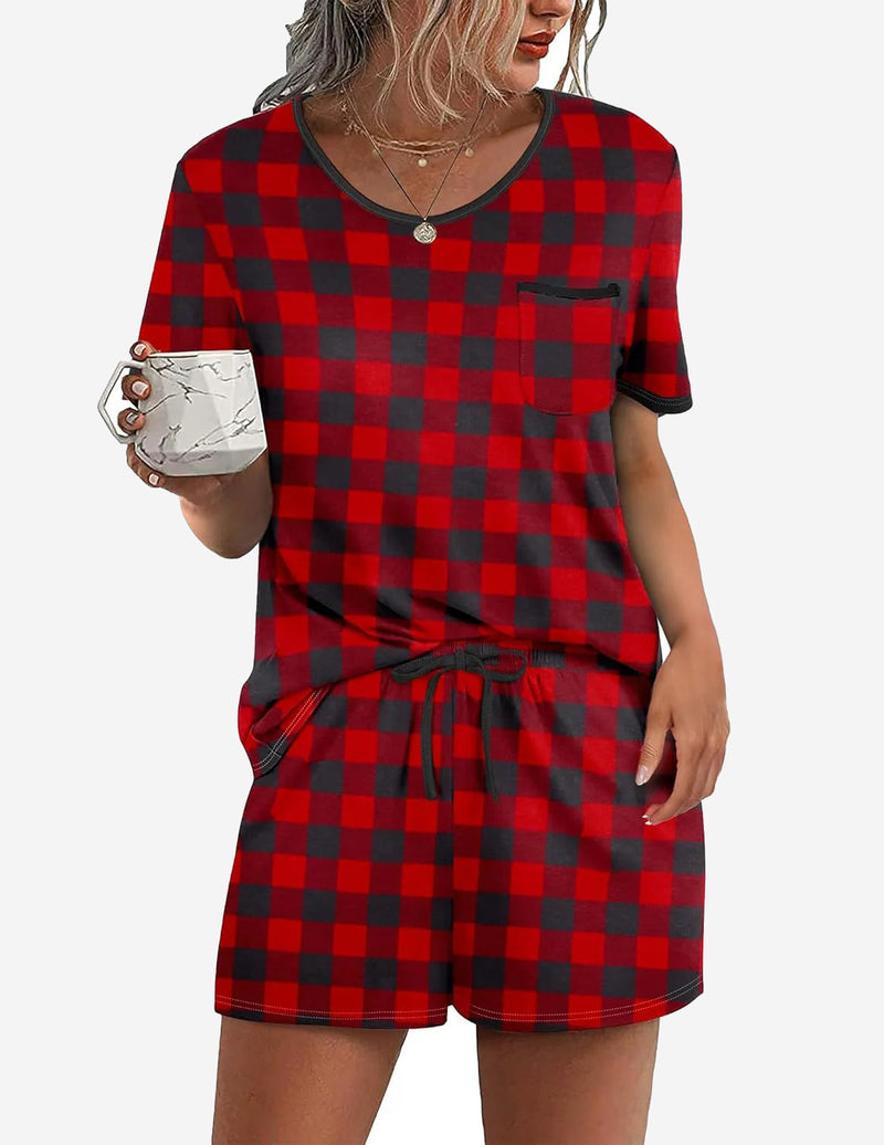 Ekouaer Teddy Print Pajama Set 2 Piece Lounge Set