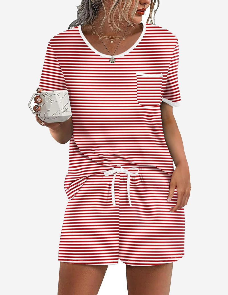 Ekouaer Teddy Print Pajama Set 2 Piece Lounge Set