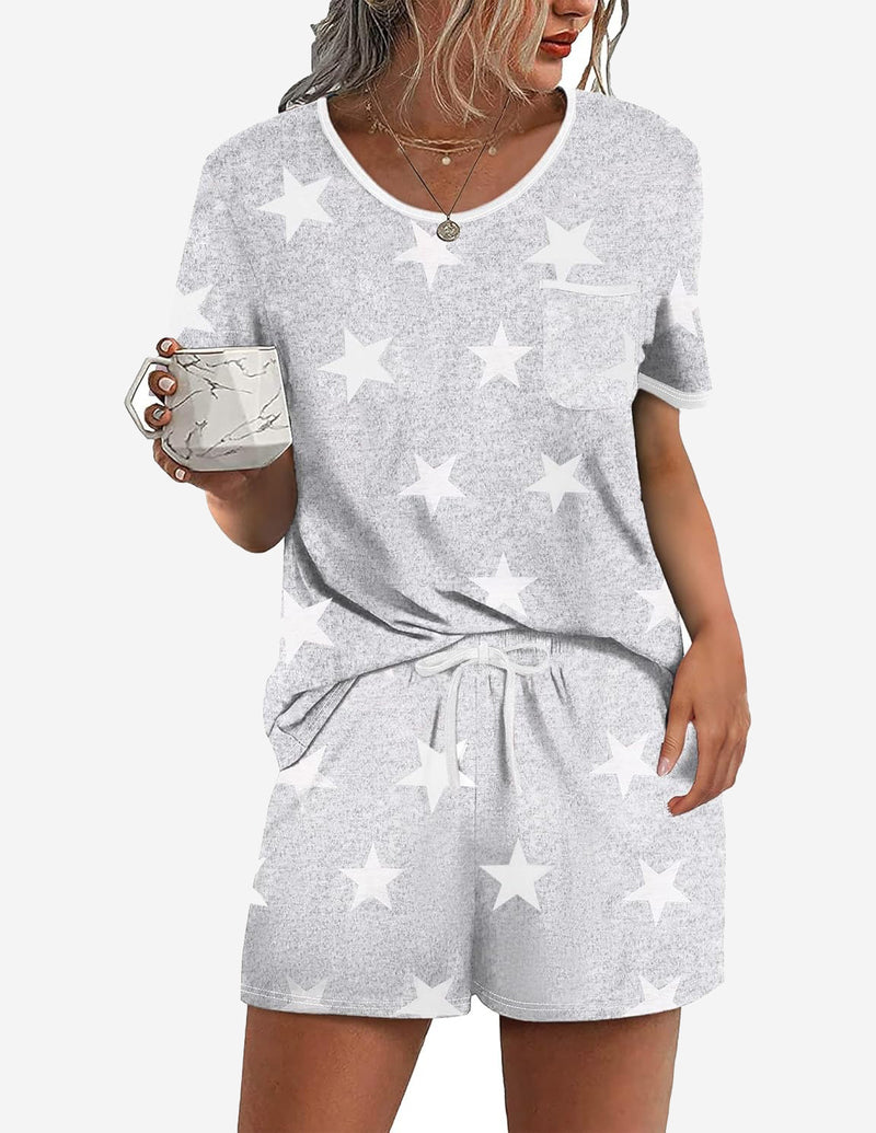 Ekouaer Pajama Set for Solid 2 Piece Lounge Set