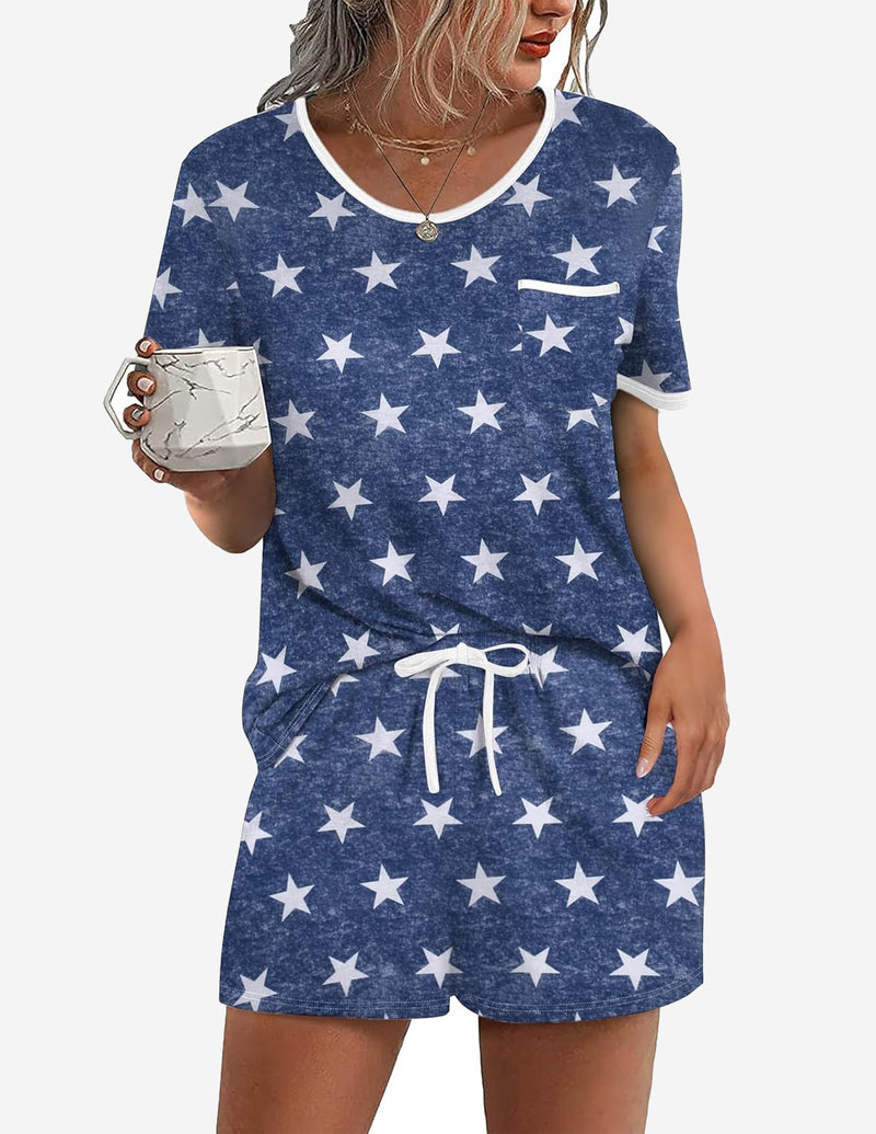 Ekouaer Pajama Set for Solid 2 Piece Lounge Set