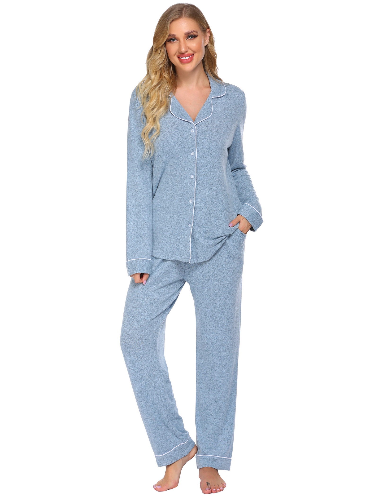 Casual Button Down Loungewear Set (US Only)