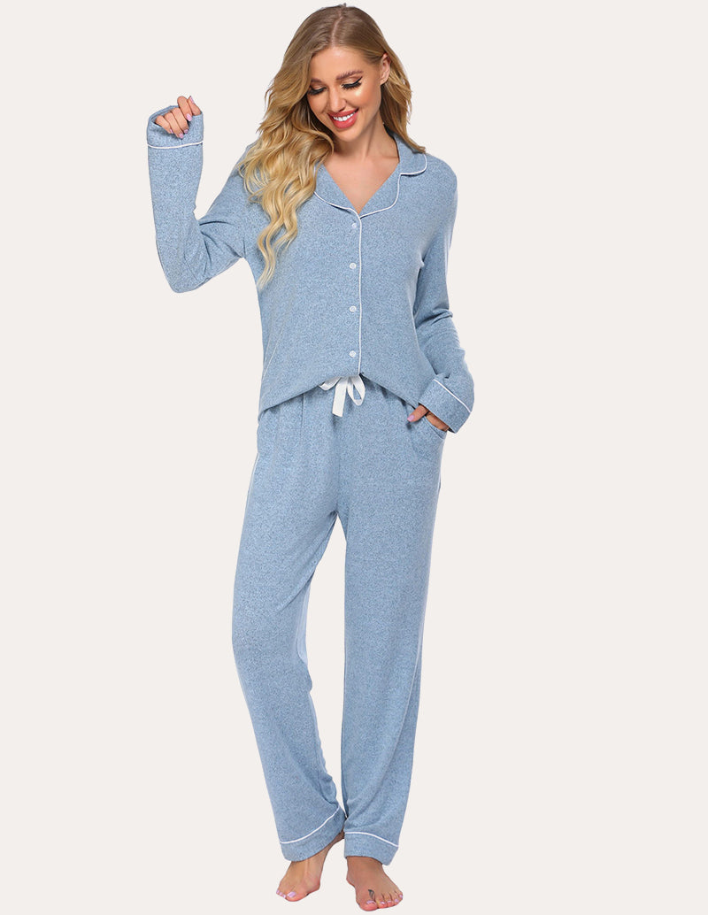 Casual Button Down Loungewear Set (US Only)