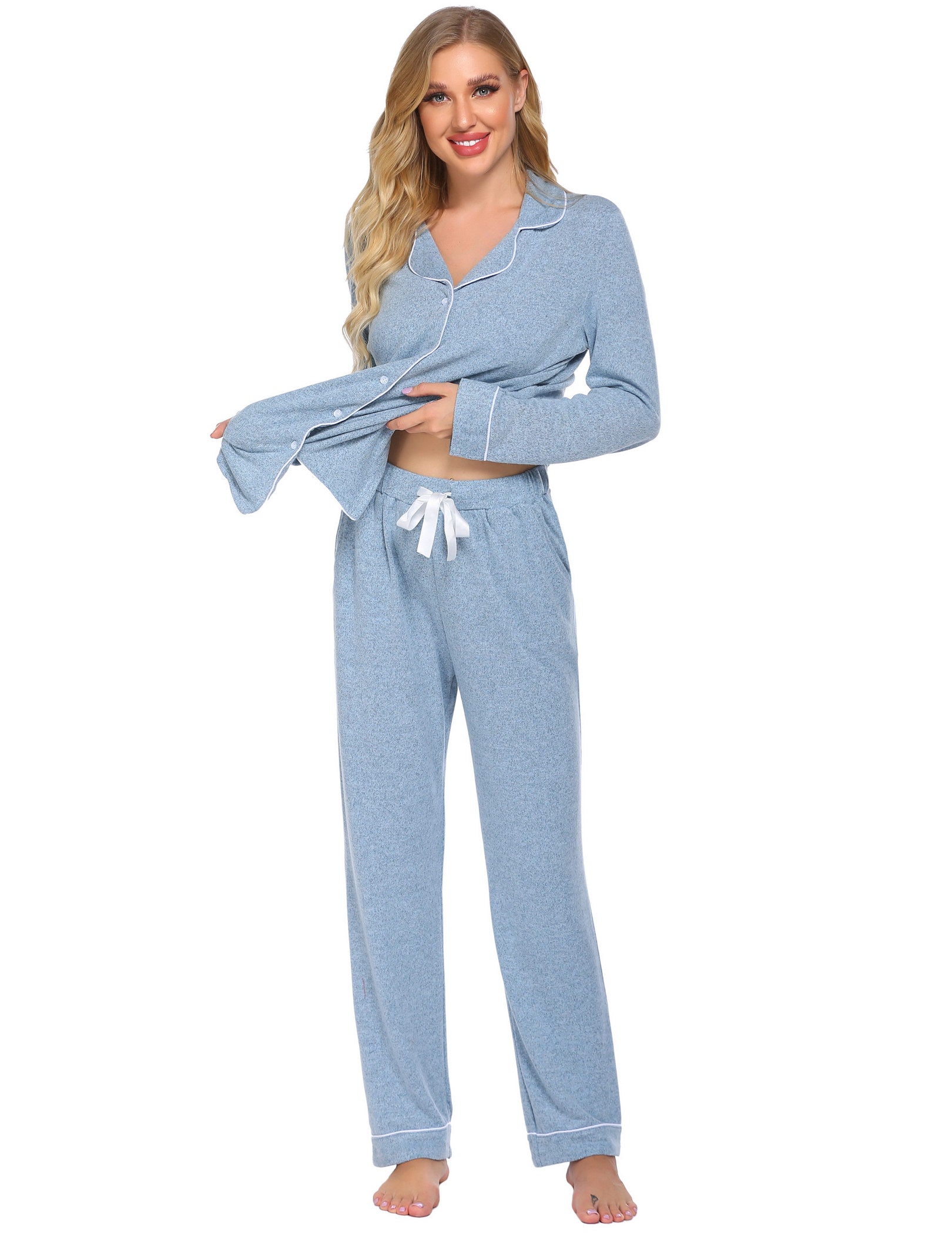 Casual Button Down Loungewear Set (US Only)