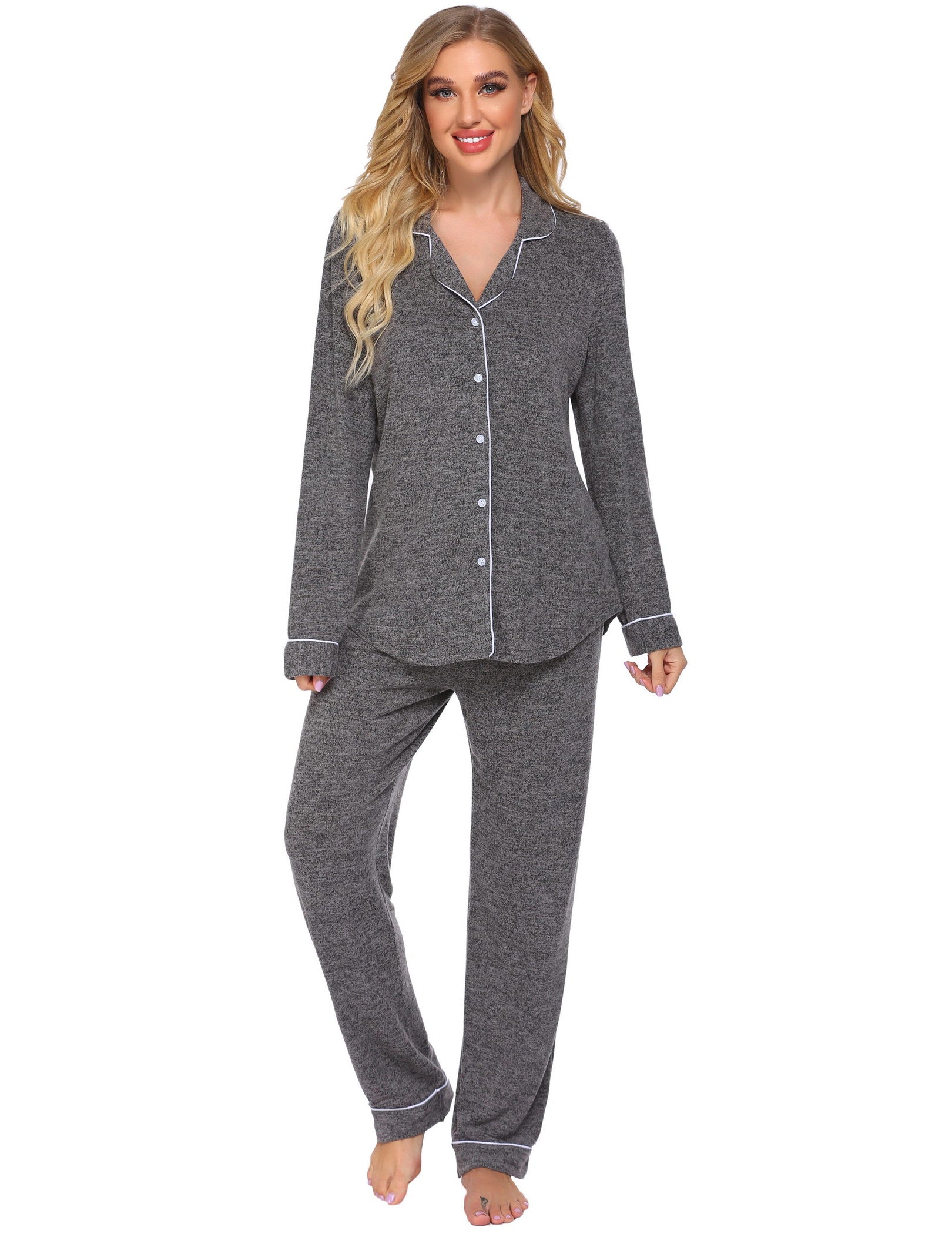 Casual Button Down Loungewear Set (US Only)