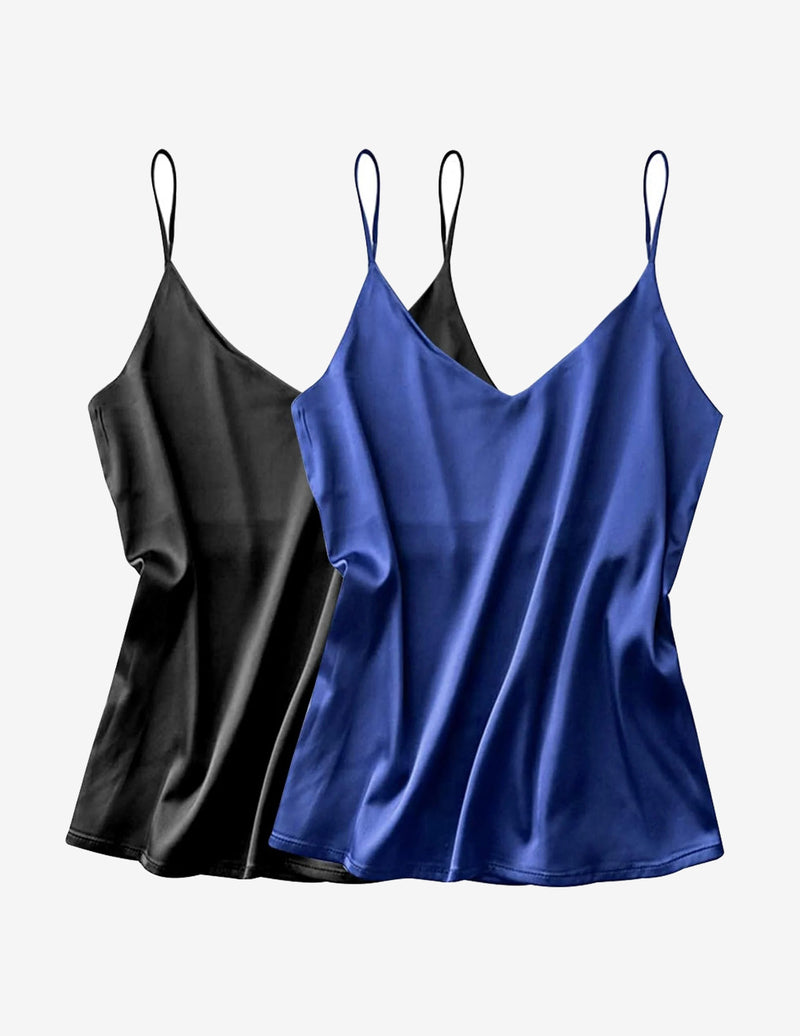 Ekouaer  2 Pack Satin Tank Tops Silk Camisole