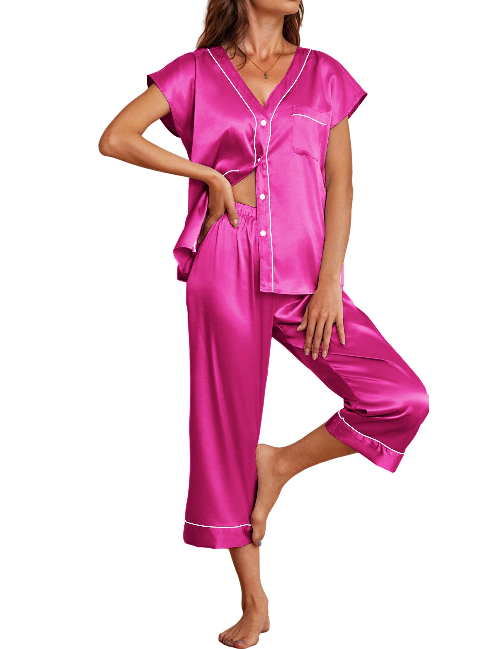 Ekouaer Silk Satin Pajamas Set (US Only)