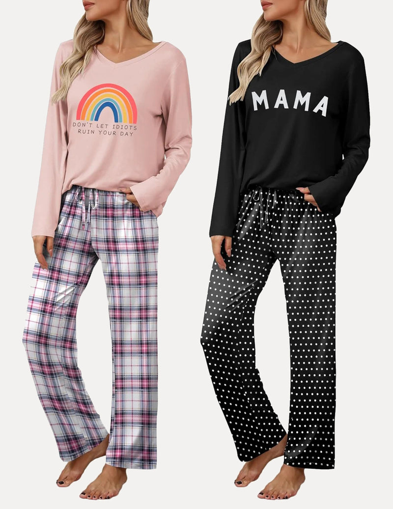 2 Pack Teddy Pajama Set Long Sleeve Top and Pants