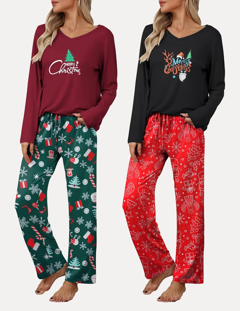 2 Pack Teddy Pajama Set Long Sleeve Top and Pants