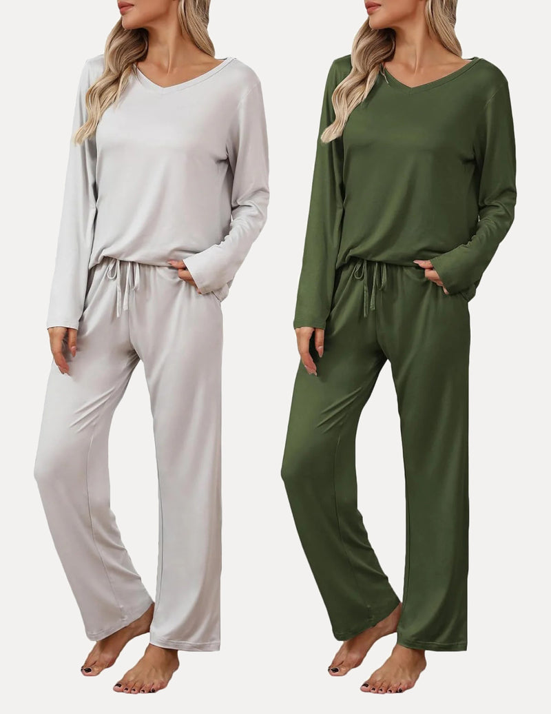 2 Pack Teddy Pajama Set Long Sleeve Top and Pants